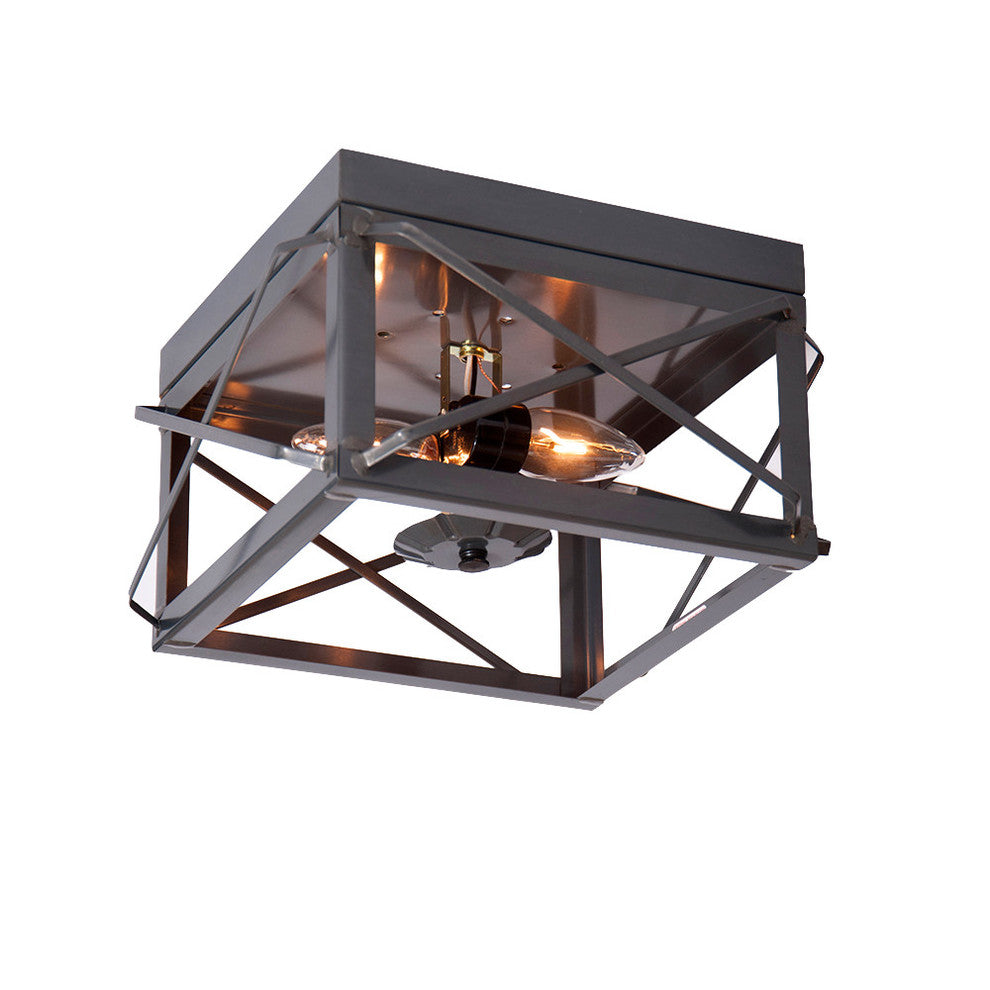 Double Ceiling Light With Folded Bars, Country Tin