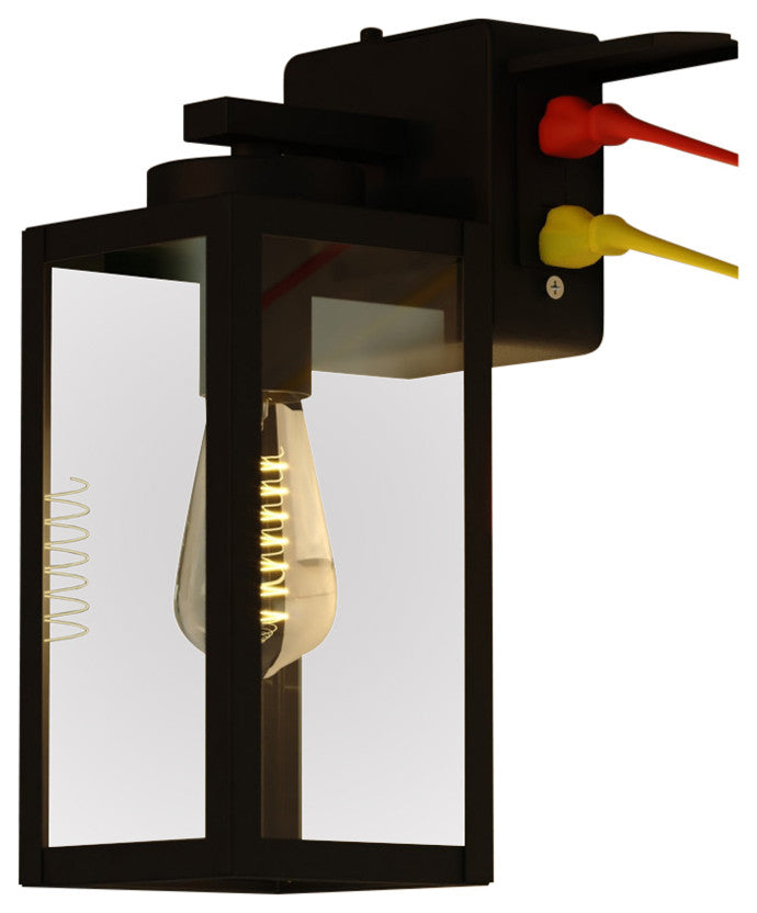 Lombard 1 Light Dusk to Dawn Black Outdoor Wall Lantern, Integrated GFCI Outlet