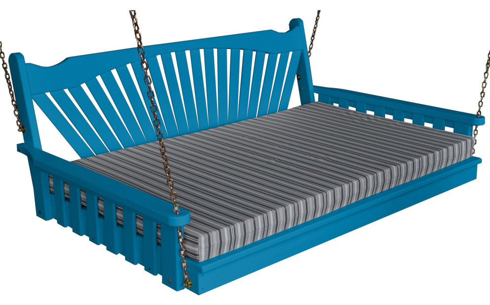 Pine Fanback Swingbed, Caribbean Blue, 6 Foot