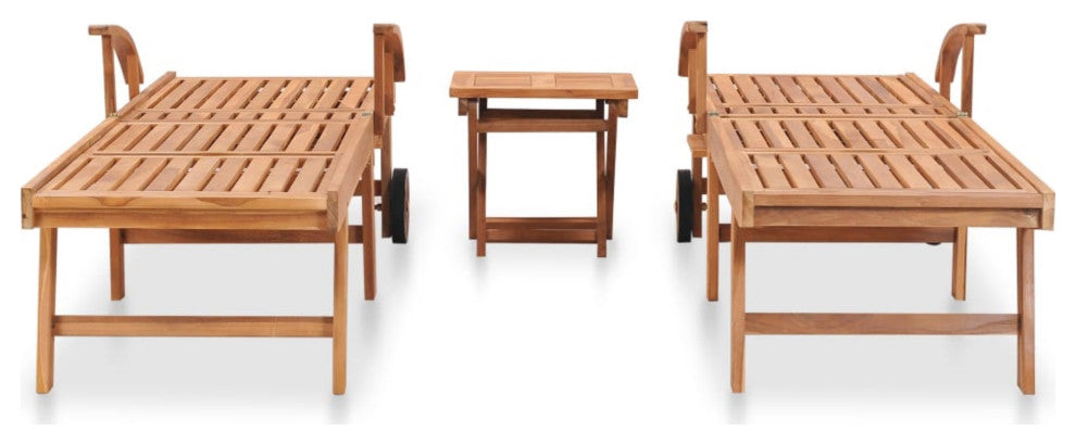 Vidaxl Sun Loungers 2-Piece Set With Table Solid Teak Wood