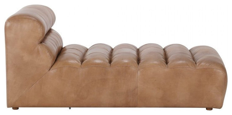 36 Inch Leather Chaise Tan Brown Contemporary