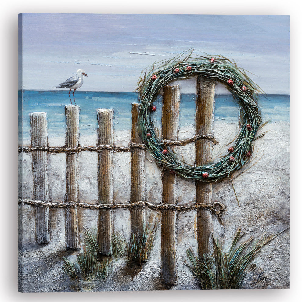 "Holiday Wreaths" Hand Painted Canvas Art, 40"x40"