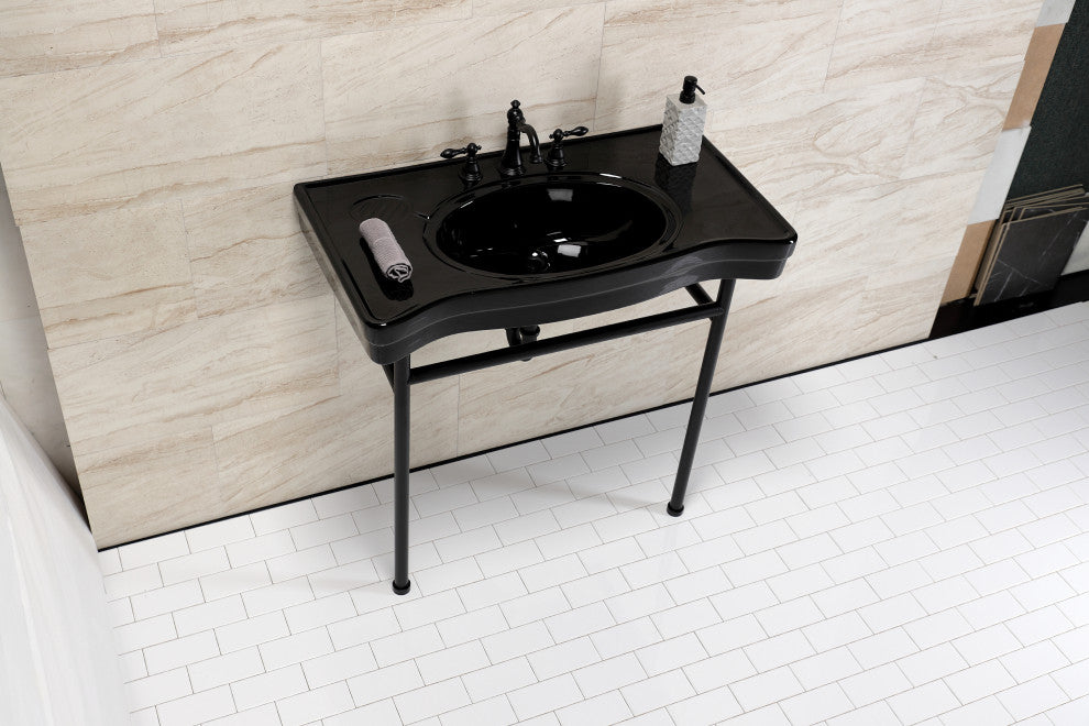 Fauceture VPB28140W80K 36" Ceramic Console Sink, Legs