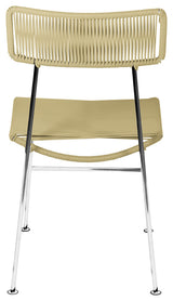 Hapi Indoor/Outdoor Handmade Dining Chair, Ivory on Chrome