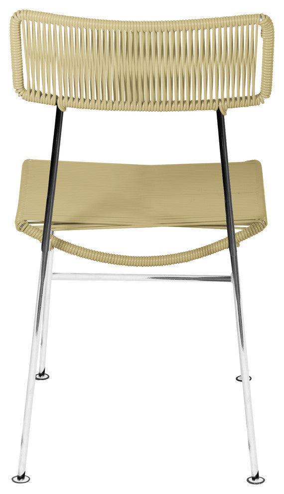Hapi Indoor/Outdoor Handmade Dining Chair, Ivory on Chrome