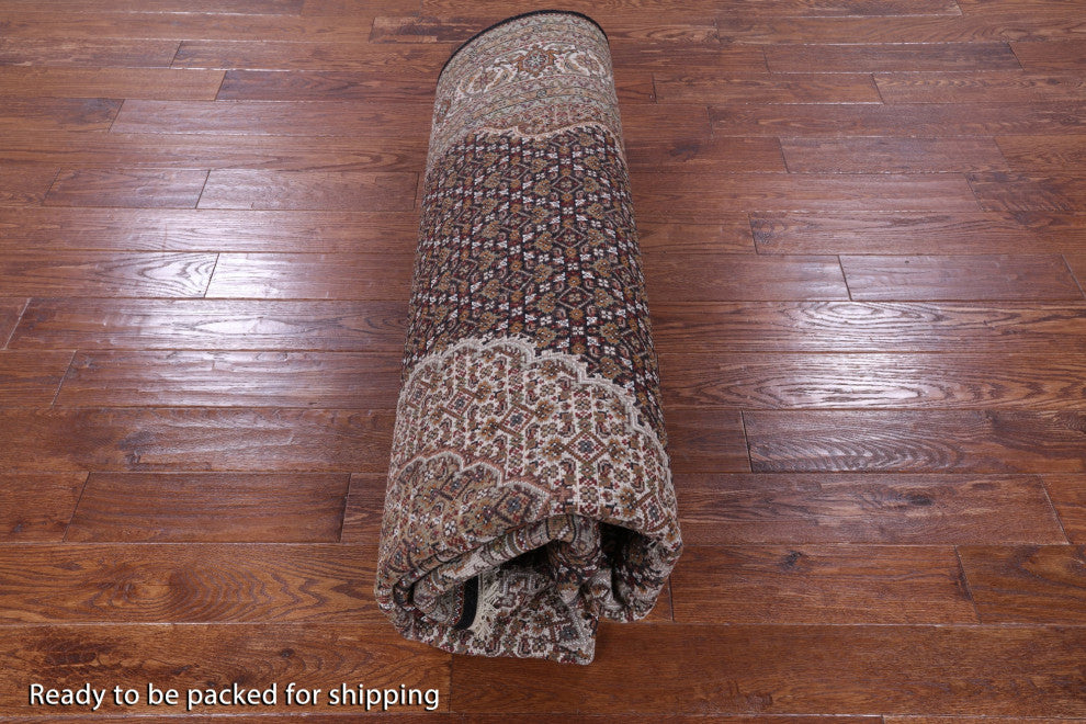 8' Square Handmade Persian Tabriz Wool & Silk Rug - Q13005