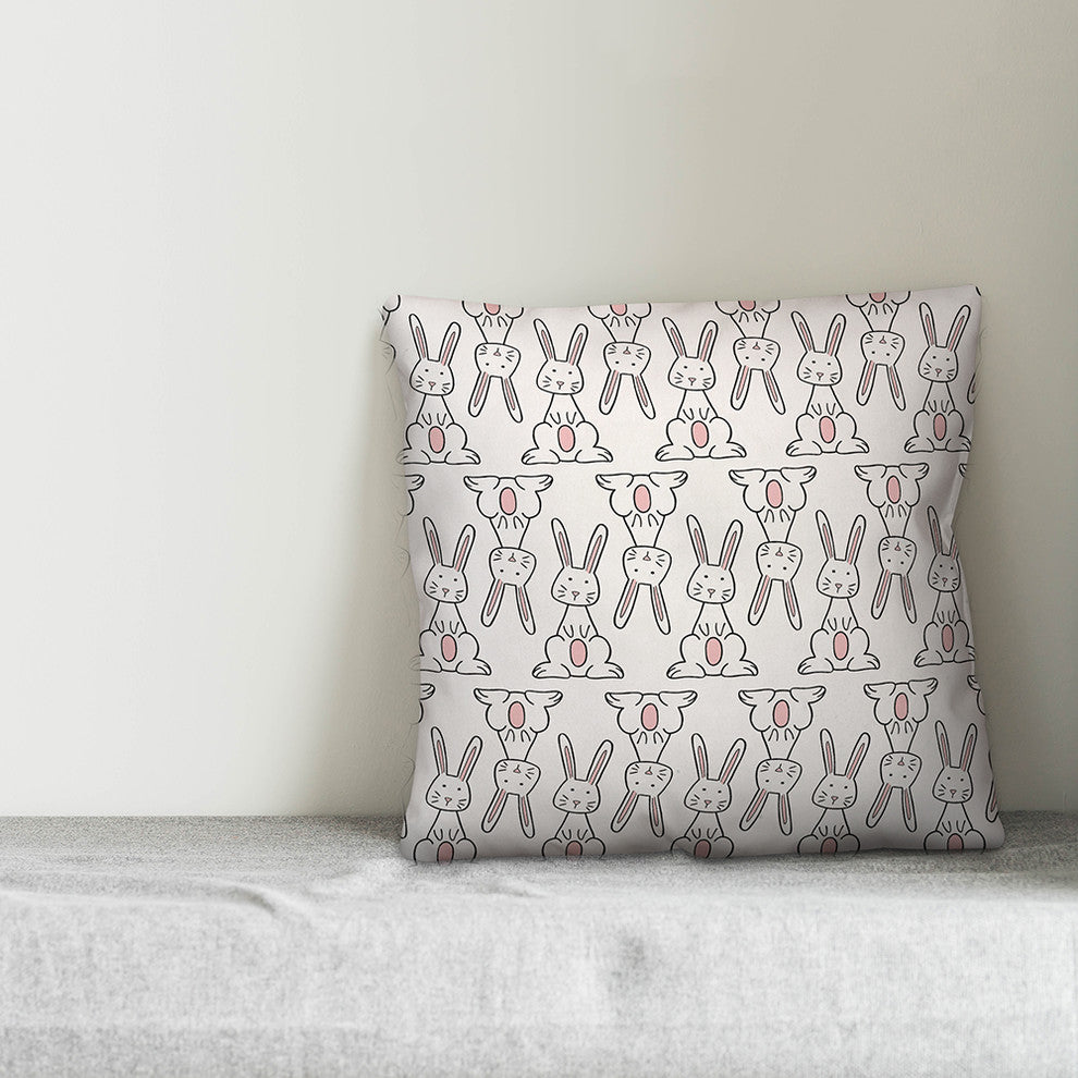 Happy Bunny Pattern 18x18 Throw Pillow Cover