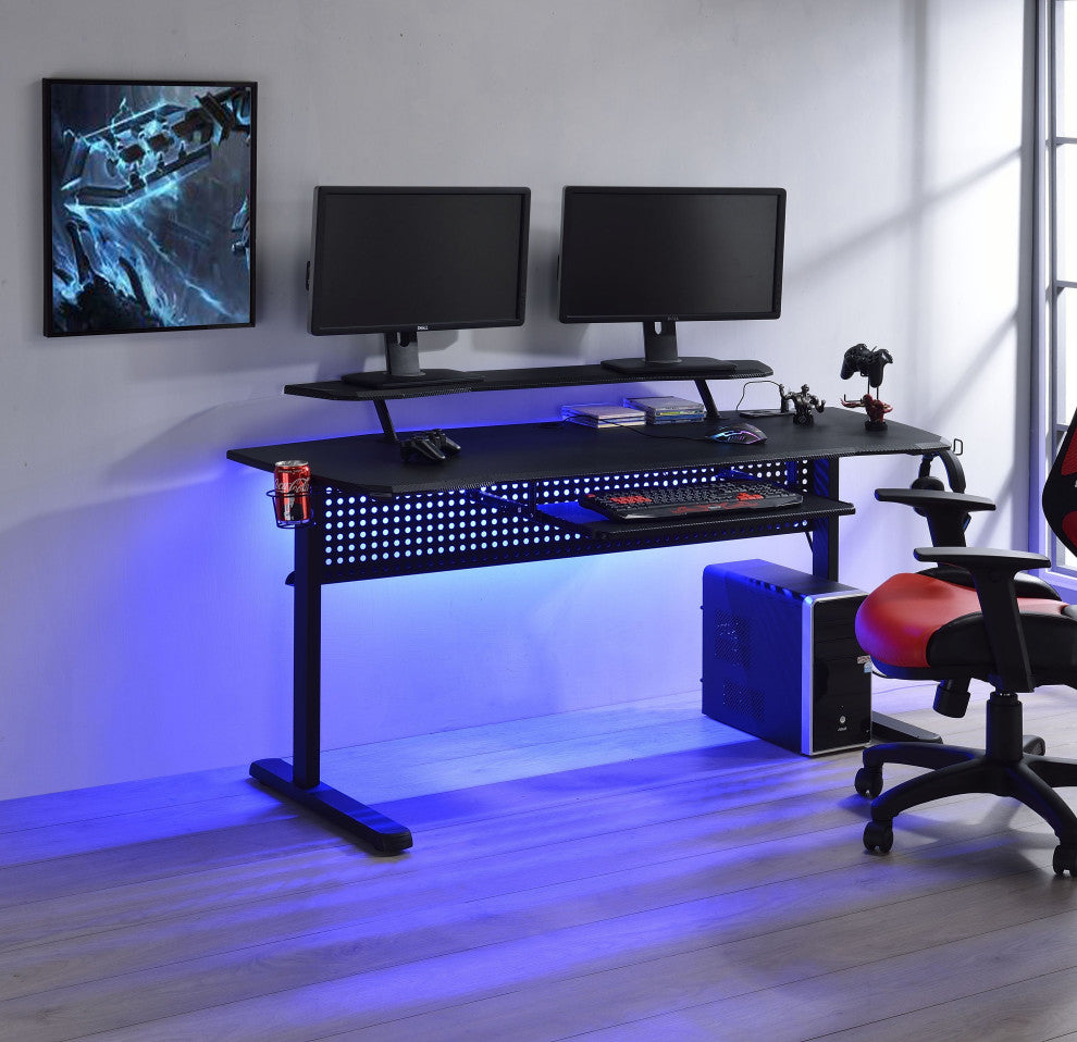 Acme Vildre Gaming Table With USB Port Black Finish