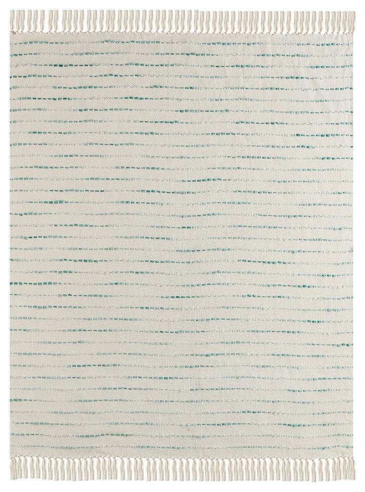 Shimmer Stripe Woven Throw Blanket with Fringe, Teal