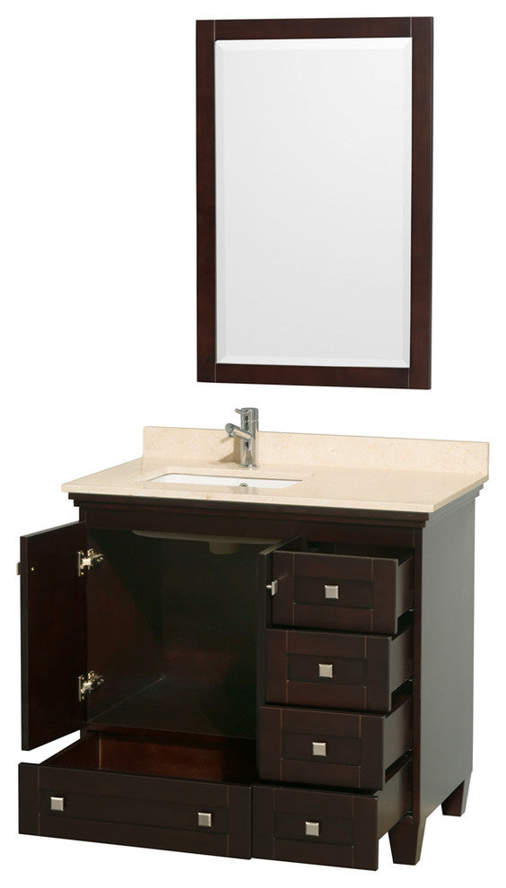 Acclaim 36" Espresso Single Vanity, Ivory Marble Top, Um Sq Sink, 24"