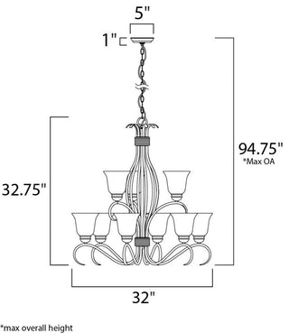 Maxim 10128FT Basix 9 Light 32"W Chandelier - Satin Nickel