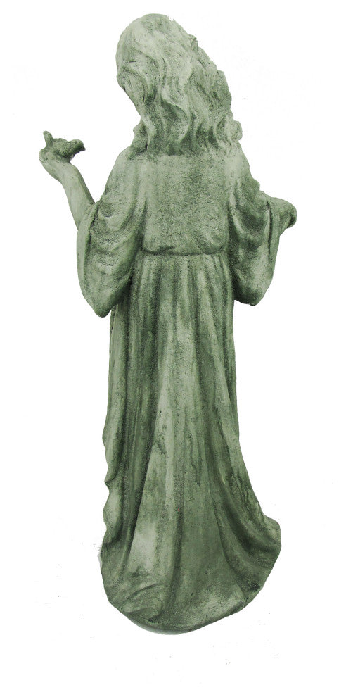 38" Tall Standing Girl with Bird "Holly" Magnesium Statue