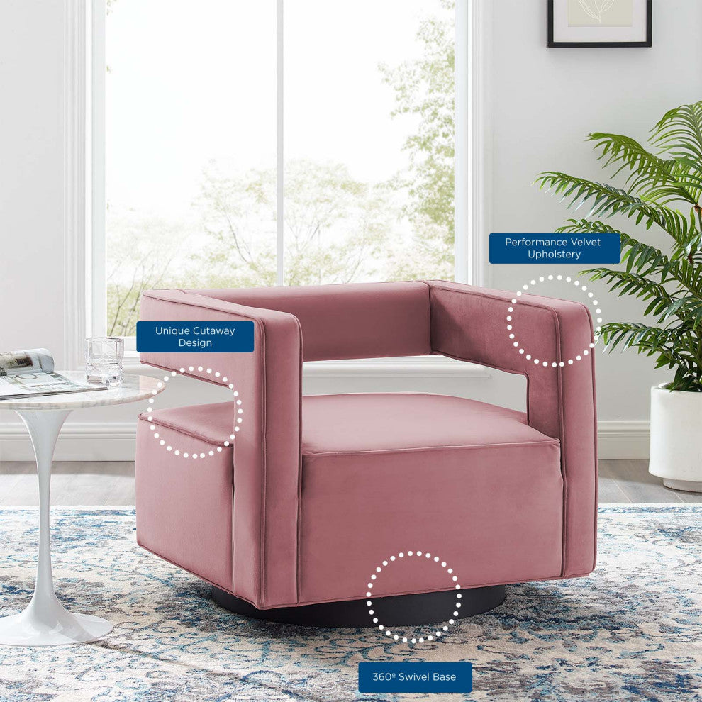 Armchair Accent Chair, Velvet, Pink, Modern, Living Lounge Hotel Hospitality