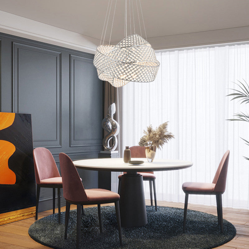 Chrome Crystal Triple Ribbon Chandelier