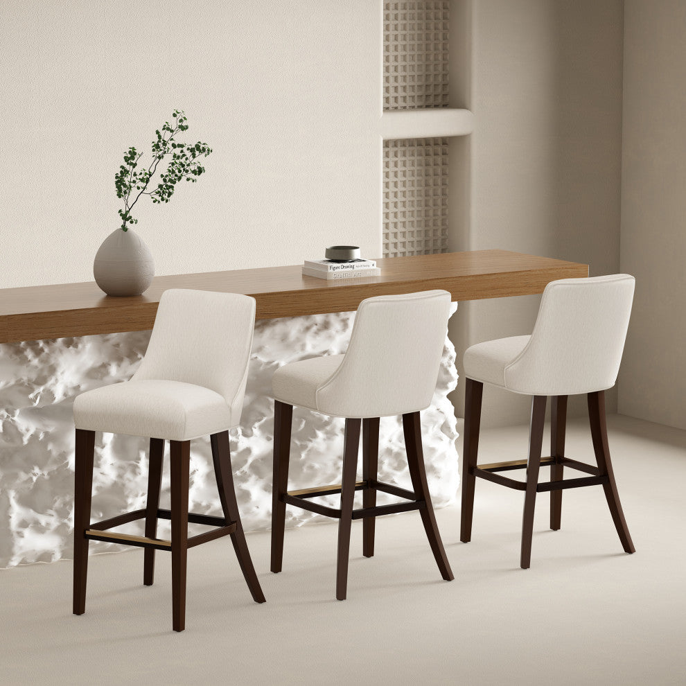 Manhattan Comfort Beever Barstool, Cream, Set of 3