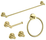 Circular 5-Piece Bathroom Hardware Set, Brushed Gold