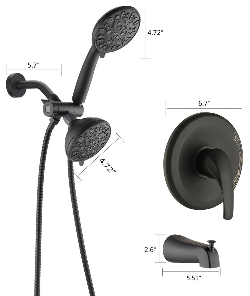 5 inch Wall-Mounted Round Completed Shower System with Handheld Shower and head