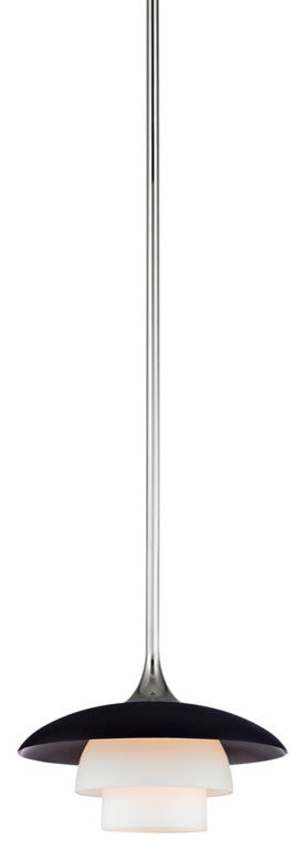 Barron, 1 Light, Pendant, Polished Nickel Finish, White Glass