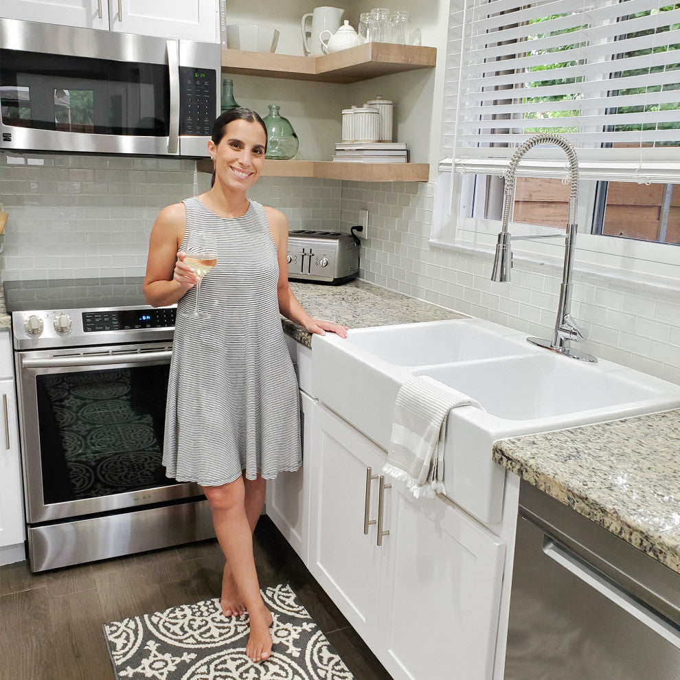 Parker White Fireclay 34"³ Double Bowl Quick-Fit Farmhouse Drop-in Kitchen Sink