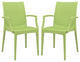 LeisureMod Weave Mace Indoor/Outdoor Chair With Arms, Set of 2