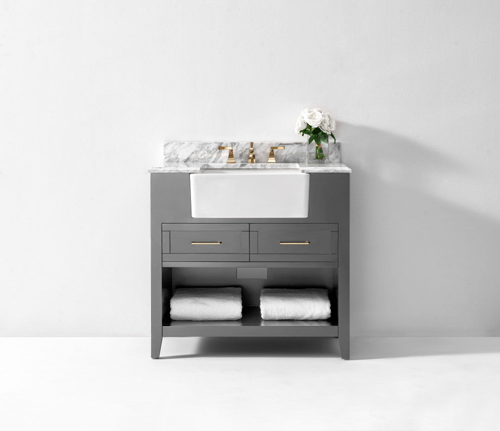 Hayley Bathroom Vanity Set, Sea Cloud Gray, 36"