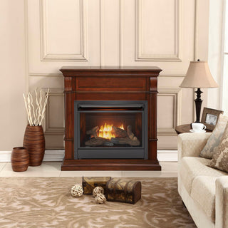 Duluth Forge Dual Fuel Ventless Gas Fireplace, 26,000 BTU, Remote, Auburn Cherry