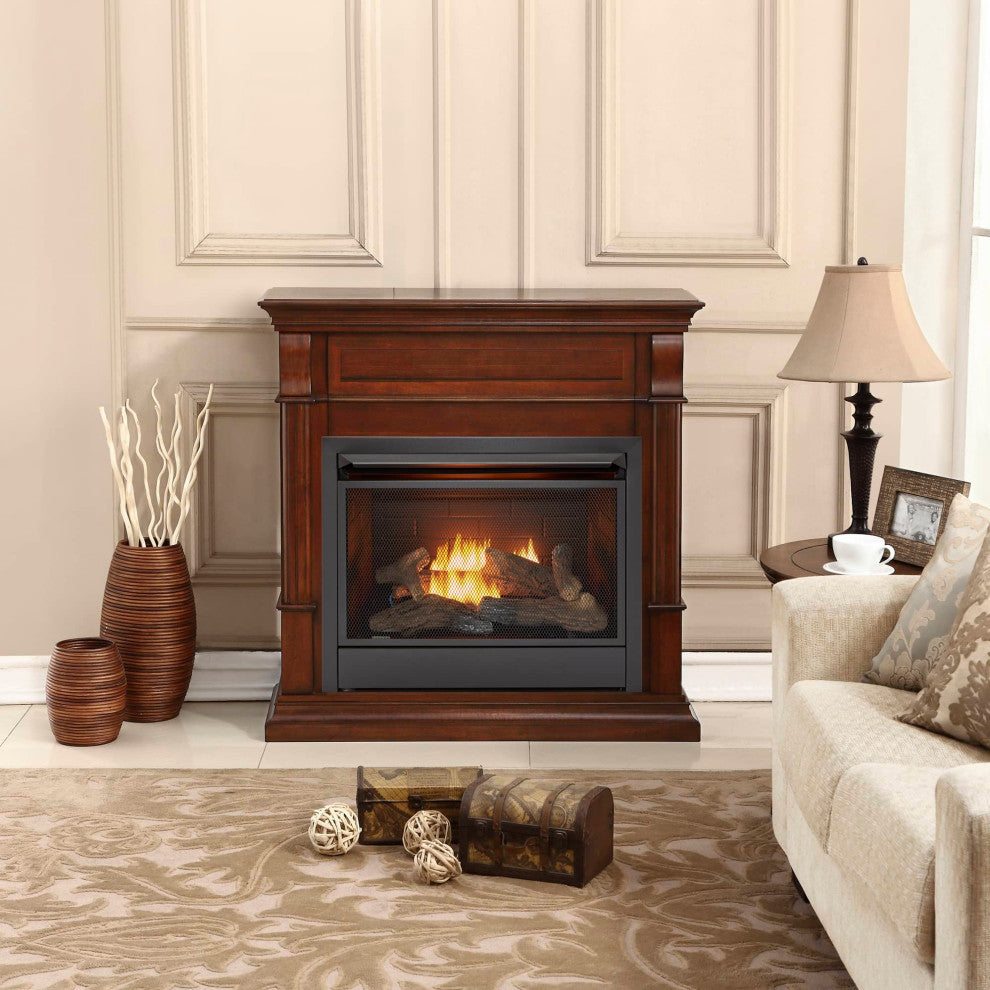 Duluth Forge Dual Fuel Ventless Gas Fireplace, 26,000 BTU, Remote, Auburn Cherry