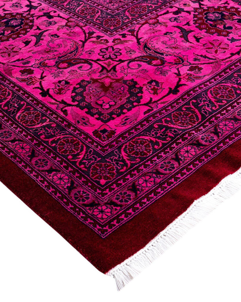Overdyed, One-of-a-Kind Hand-Knotted Area Rug Pink, 12'0"x16'10"
