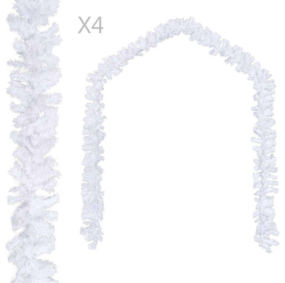 vidaXL Christmas Garlands 4-Piece White 106.2" PVC