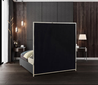 Milan Faux Leather Bed, Gray, Queen