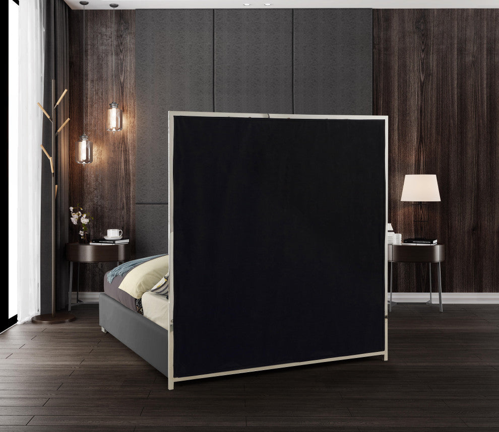 Milan Faux Leather Bed, Gray, Queen
