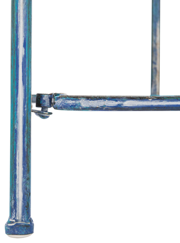 Safavieh Amaris Wrought Iron 4-Tier Outdoor Baker's Rack, Antique Blue