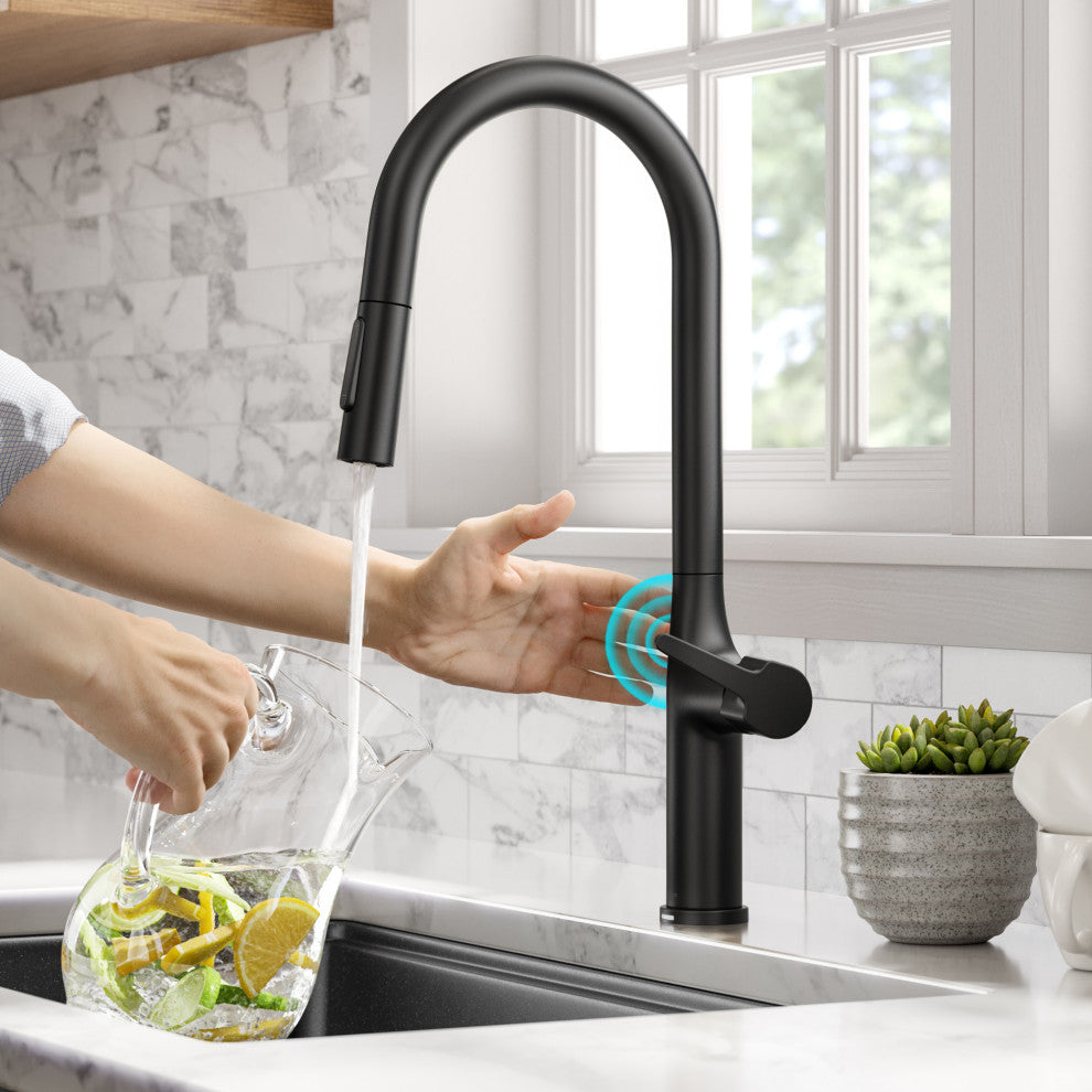 Oletto Pull-Down 1-Hole Kitchen Faucet, Matte Black, Model Ktf-3101mb