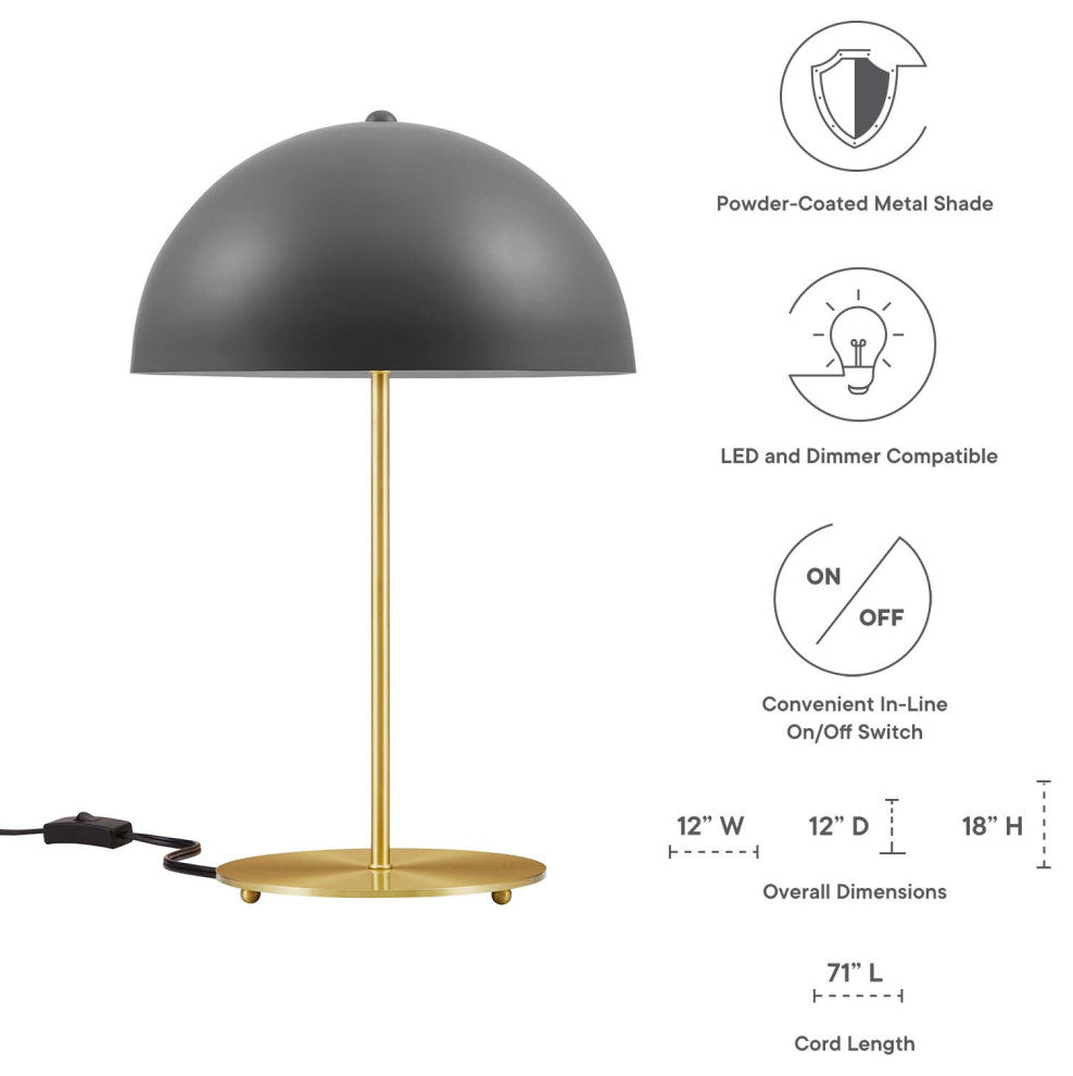 Ideal Metal Table Lamp, Gray Satin Brass