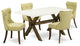5-Piece Dinette Set, 4 Chairs-Table Top-Linen White and Jacobean