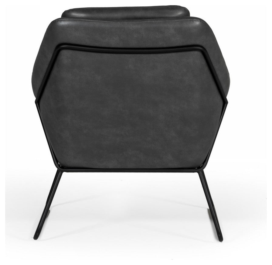 Modrest Jennifer Industrial Dark Grey Eco-Leather Accent Chair