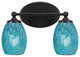 Capri 2-Light Bath Bar, Matte Black/Turquoise Fusion