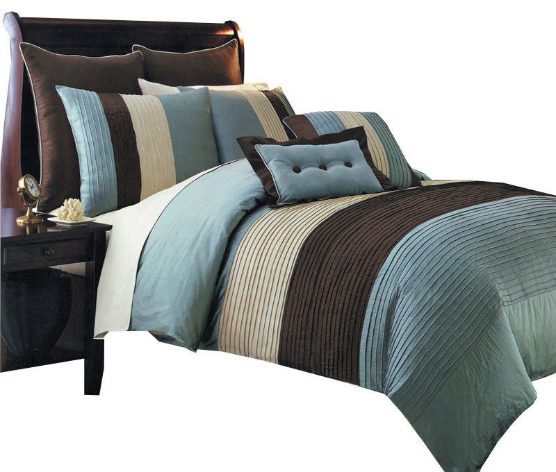 Hudson 100% Microfiber 8-Piece Bed Set, Blue, Twin Xl