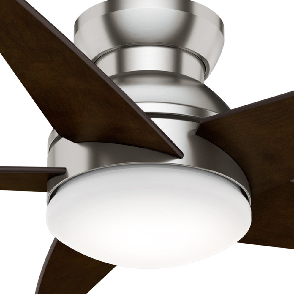 Casablanca 44" Isotope Ceiling Fan With Light Kit & Wall Control, Fresh White, Brushed Nickel, 44"