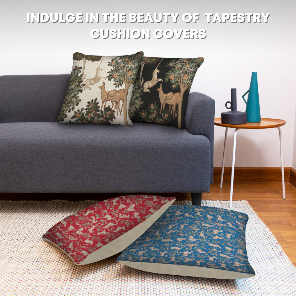 Running Rabbit in Blue  European Cushion Cover