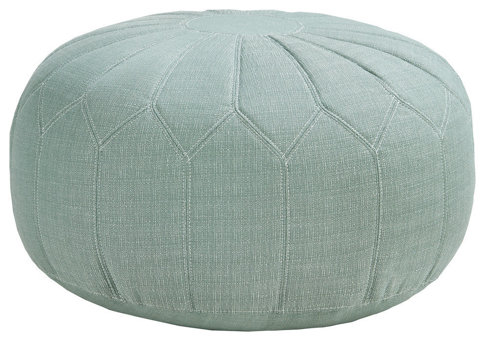Madison Park Kelsey Round Pouf Ottoman, Seafoam