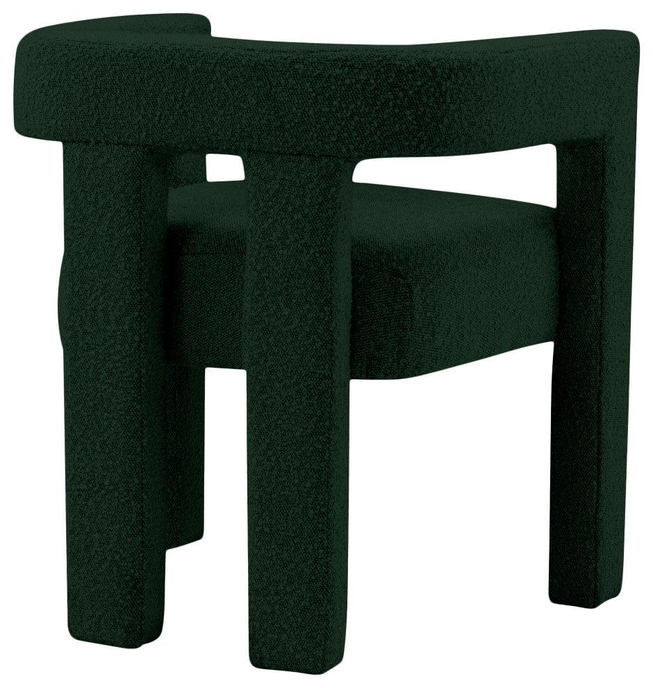 Athena Boucle Fabric Upholstered Accent / Dining Chair, Green