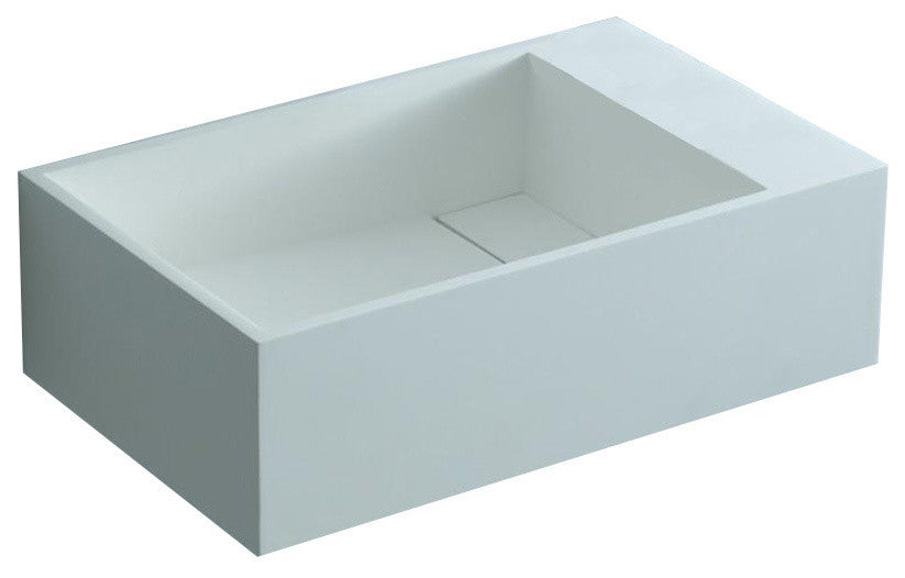 ADM Rectangular Wall Mounted Sink, White, 20", On-Left