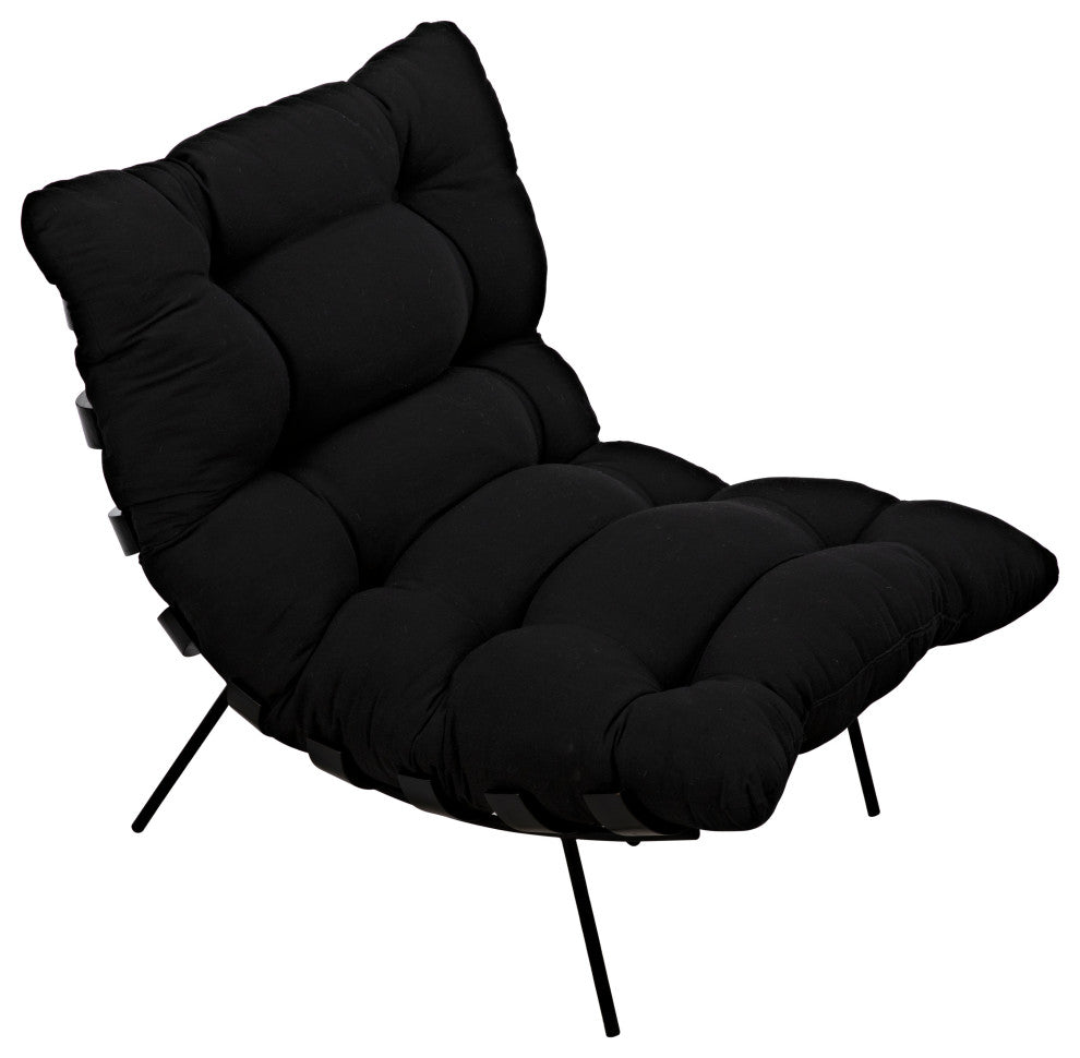 Hanzo Chair With Steel Legs, Charcoal Black