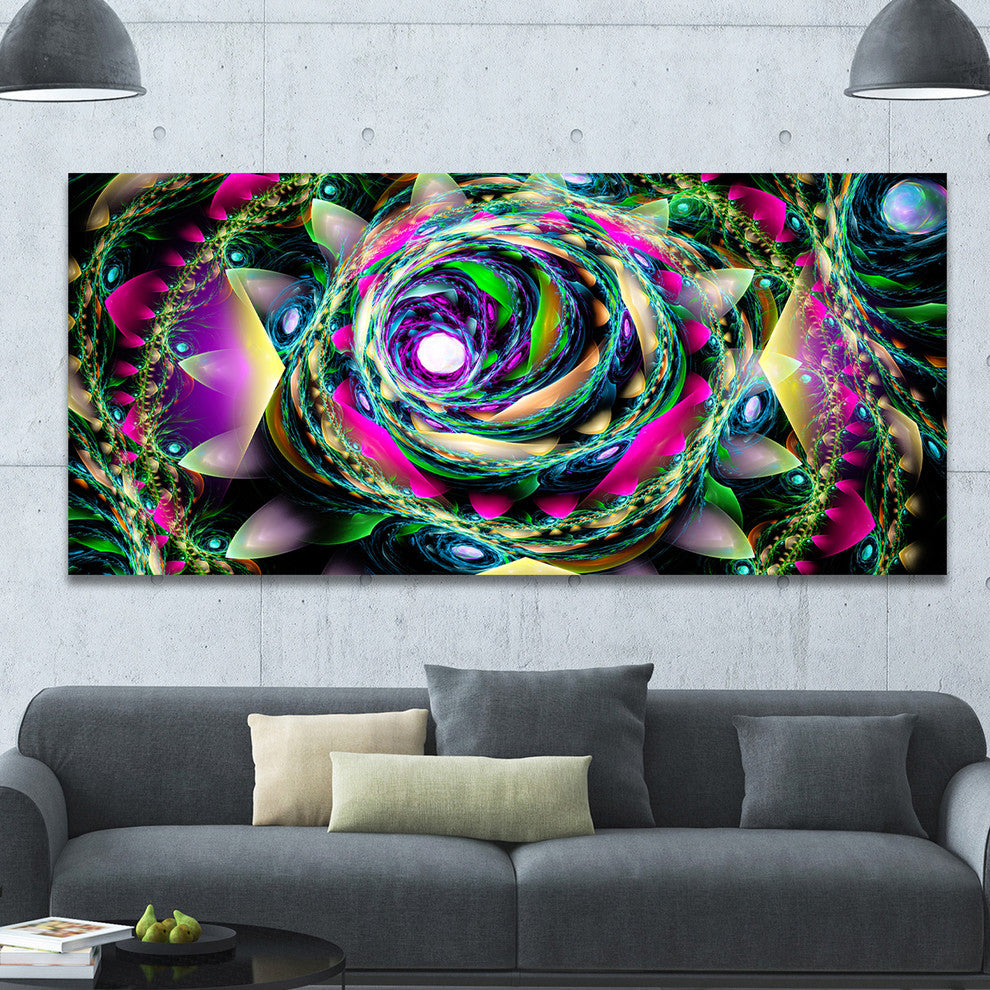 Colorful Exotic Whirlpool Flower, Large Floral Canvas Art Print, 60"x28"