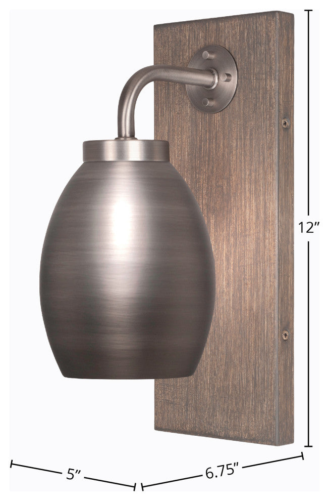 Oxbridge Wall Sconce, Graphite & Painted Distressed Metal, 5" Graphite Shade