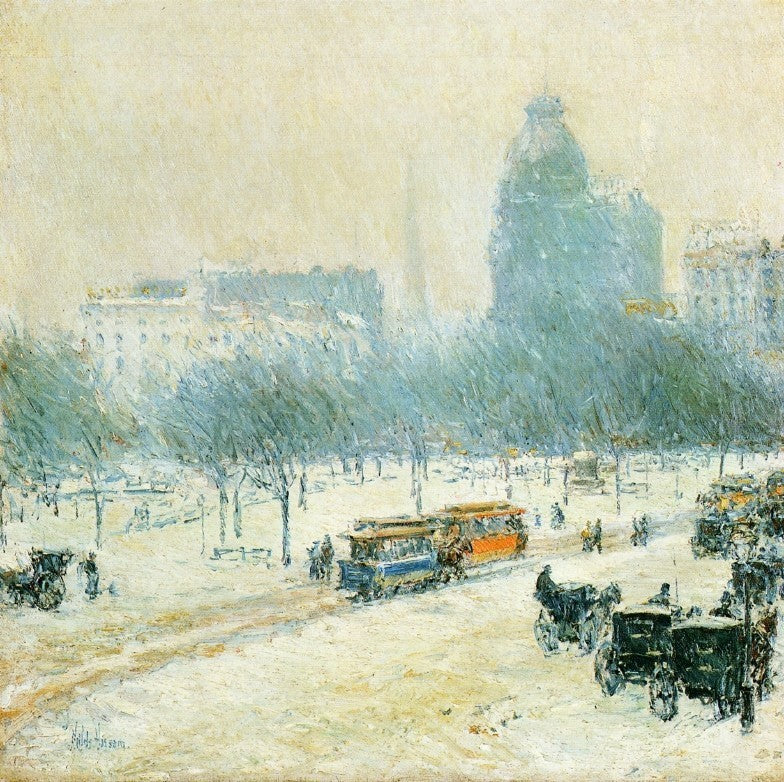 Frederick Childe Hassam Winter in Union Square 20"x20" Premium Canvas Print