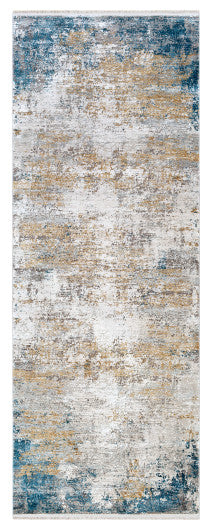 Surya Solar SOR-2301 3'x5' Rug, Sky Blue/Blue/Bright Yellow/White/Taupe/Gray