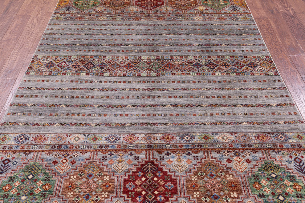 5' 8" X 8' 9" Super Kazak Khorjin Handmade Rug - Q12308