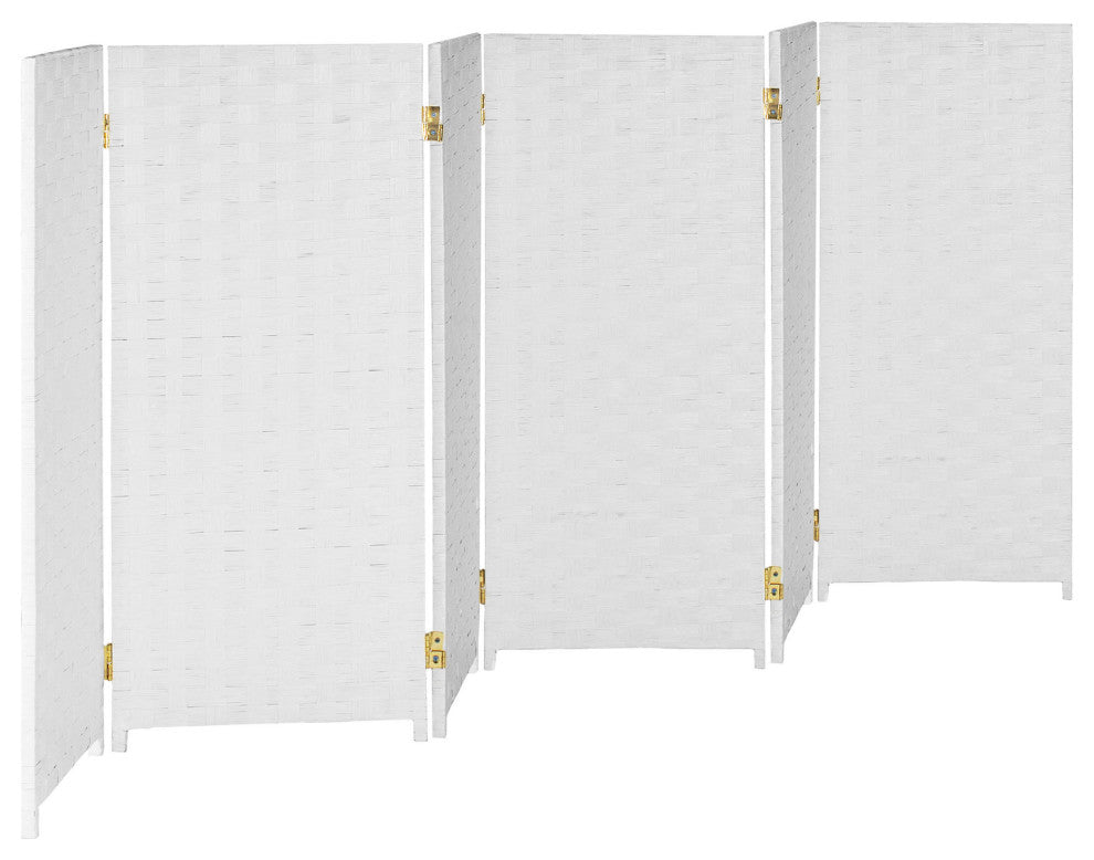 3 ft. Short Woven Fiber Room Divider 6 Panel White